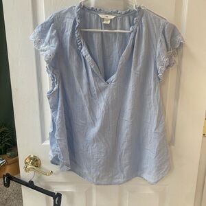 H&M Blue Ruffled Flutter Sleeve Blouse